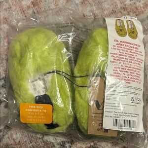 Kids Green Fuzzy Slippers